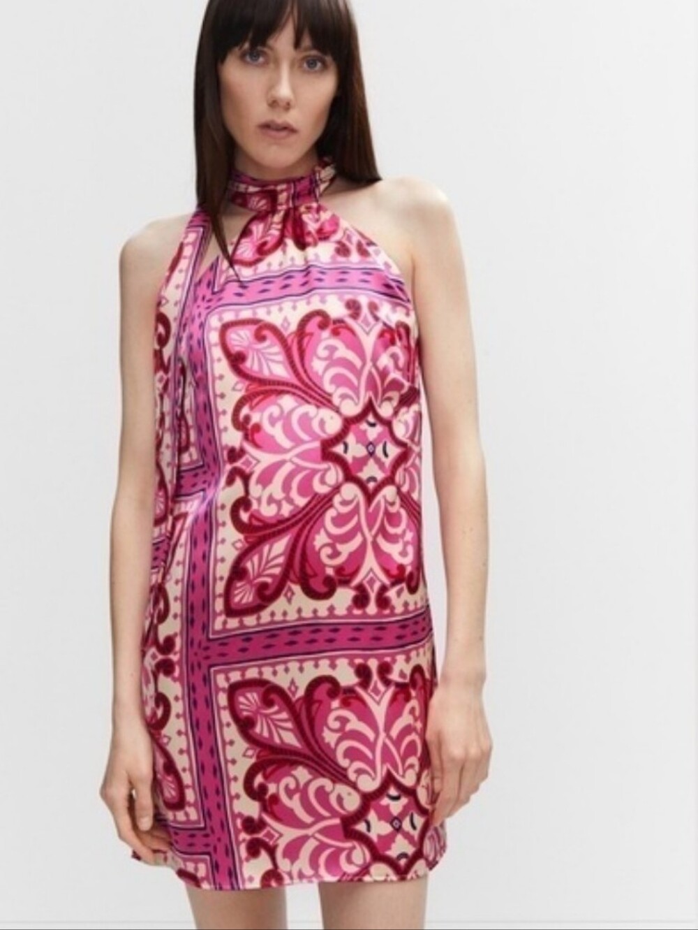 NWT Mango Pinkie Printed Halter Dress, Size S
